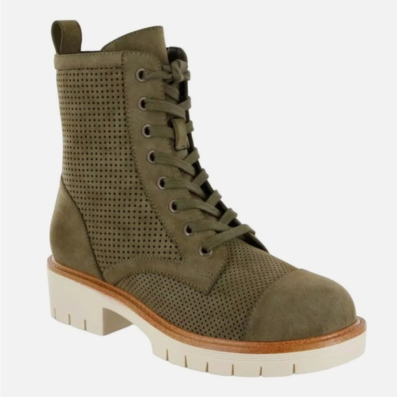 MIA Shoes - MIA Women’s Havenn Kashton Lace Up Combat Boots Olive Faux Suede